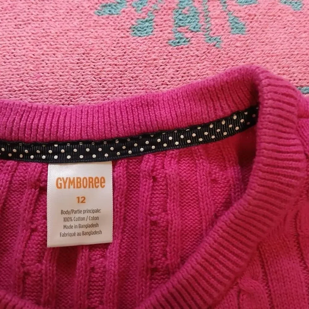 Gymboree girls size 12 pink cable knit sweater cardigan spring summer cotton